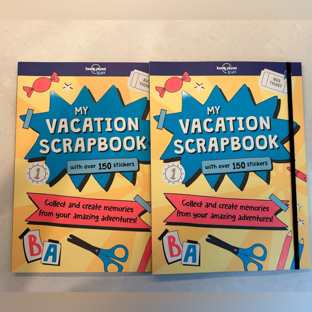 BNWT LONELY PLANET Vacation Scrapbook with Stickers - Set of 2